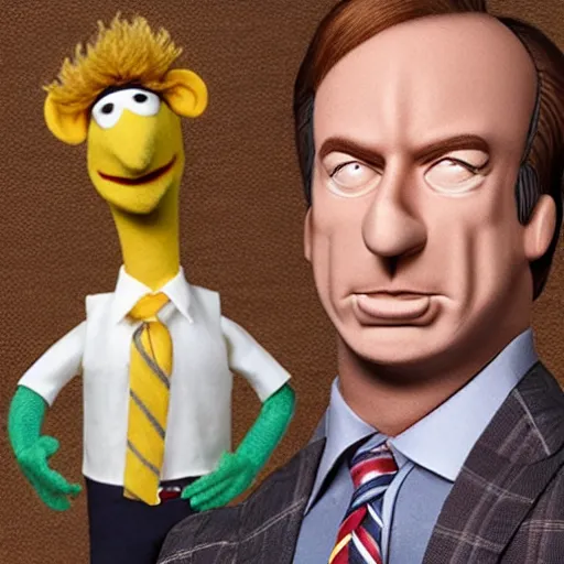 Image similar to bob odenkirk as saul goodman as a muppet