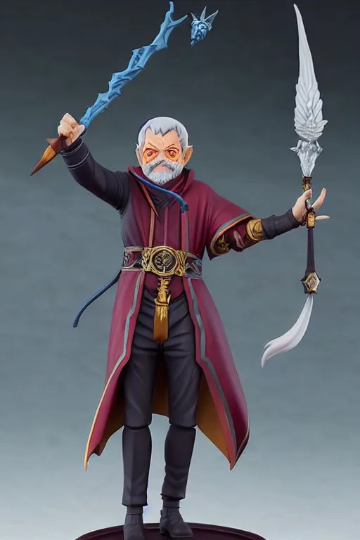 Image similar to still high quality figurine of president lula as a dungeons and dragons sorcerer, tsurime eyes, tareme eyes, personification, dynamic pose, detailed product photo, featured on amiami, tone mapped, beautiful composition, 8 5 mm, f. 1 4