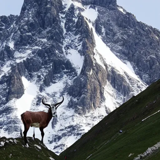 Image similar to swiss mountain peak that looks like a ibex