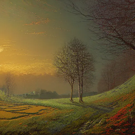 Prompt: A Landscape by Alena Aenami and John Atkinson Grimshaw