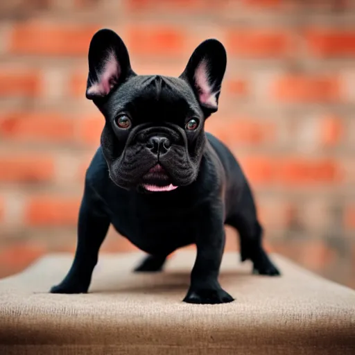 Prompt: black french bulldog wearing businessman attire