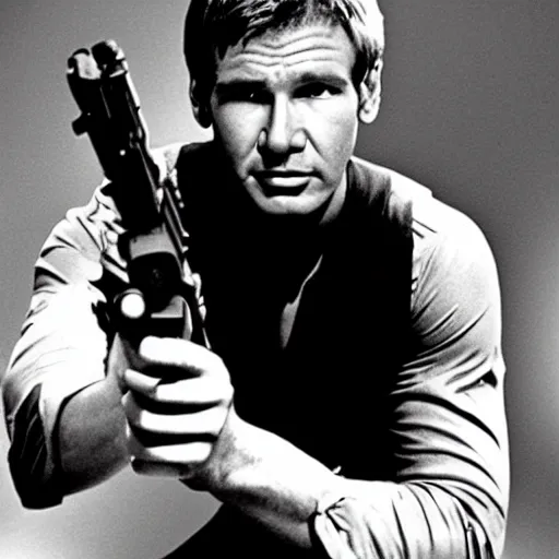 Prompt: a young harrison ford as james bond