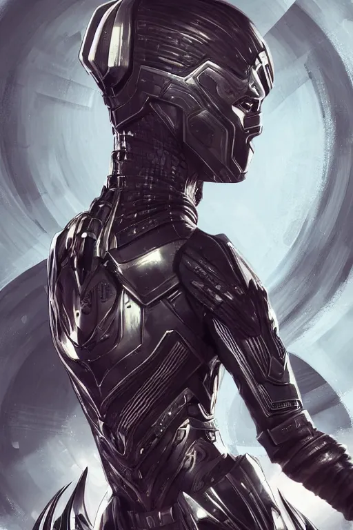 Image similar to art by artgerm, ultra realistic illustration, wakandan warrior in a atlantien style armor, hacknaut cyberpunk, sci - fi, fantasy, intricate, elegant, highly detailed, digital painting, artstation, concept art, smooth, sharp focus, illustration.