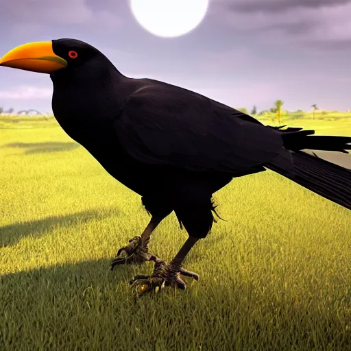 Image similar to a giant crow, photorealistic computer animation, unreal engine