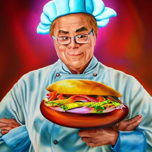 Prompt: airbrushed portrait of 'The Final Boss of Cooking'