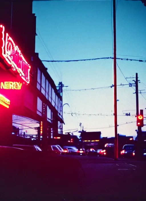 Image similar to Waiting in the car Waiting for the ride in the dark At night the city grows Look at the horizon glow Drinking in the lounge Following the neon signs Waiting for a word Looking at the milky skyline The city is my church It wraps me in its blinding twilight, cinestill 800