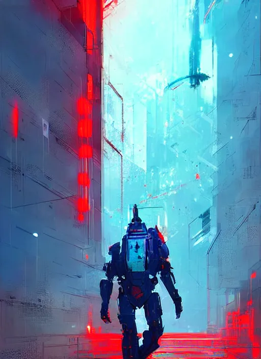 Prompt: sci - fi art, dolph lundgren as armored warrior, blue and red corridors in the background, art by ismail inceoglu