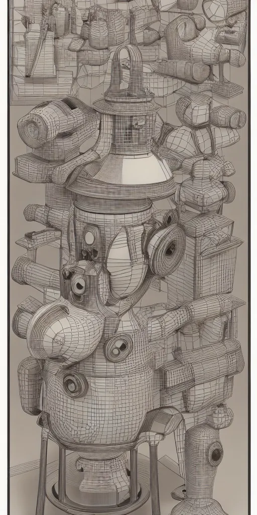 Image similar to detailed 3d model of a vintage Kirby vacuum 508 in the style of Audrey kawasaki and jeff koons, siggraph, light transport research