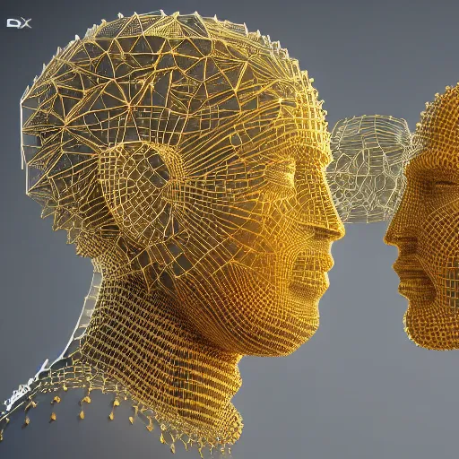 Prompt: a beautiful symmetrical being made of crystals,golden ornaments by alex gray and android jones, 3D, 8k resolution