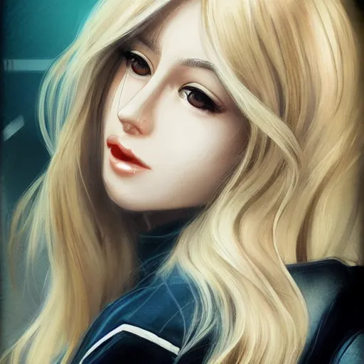 Prompt: a beautiful woman wearing police uniform, blonde, long hair, pixiv, hyperrealistic