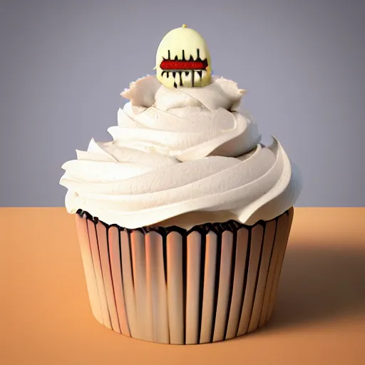 Image similar to ice cream cupcake shaped like screaming pinhead ( hellraiser ), octane render, centered, highly detailed