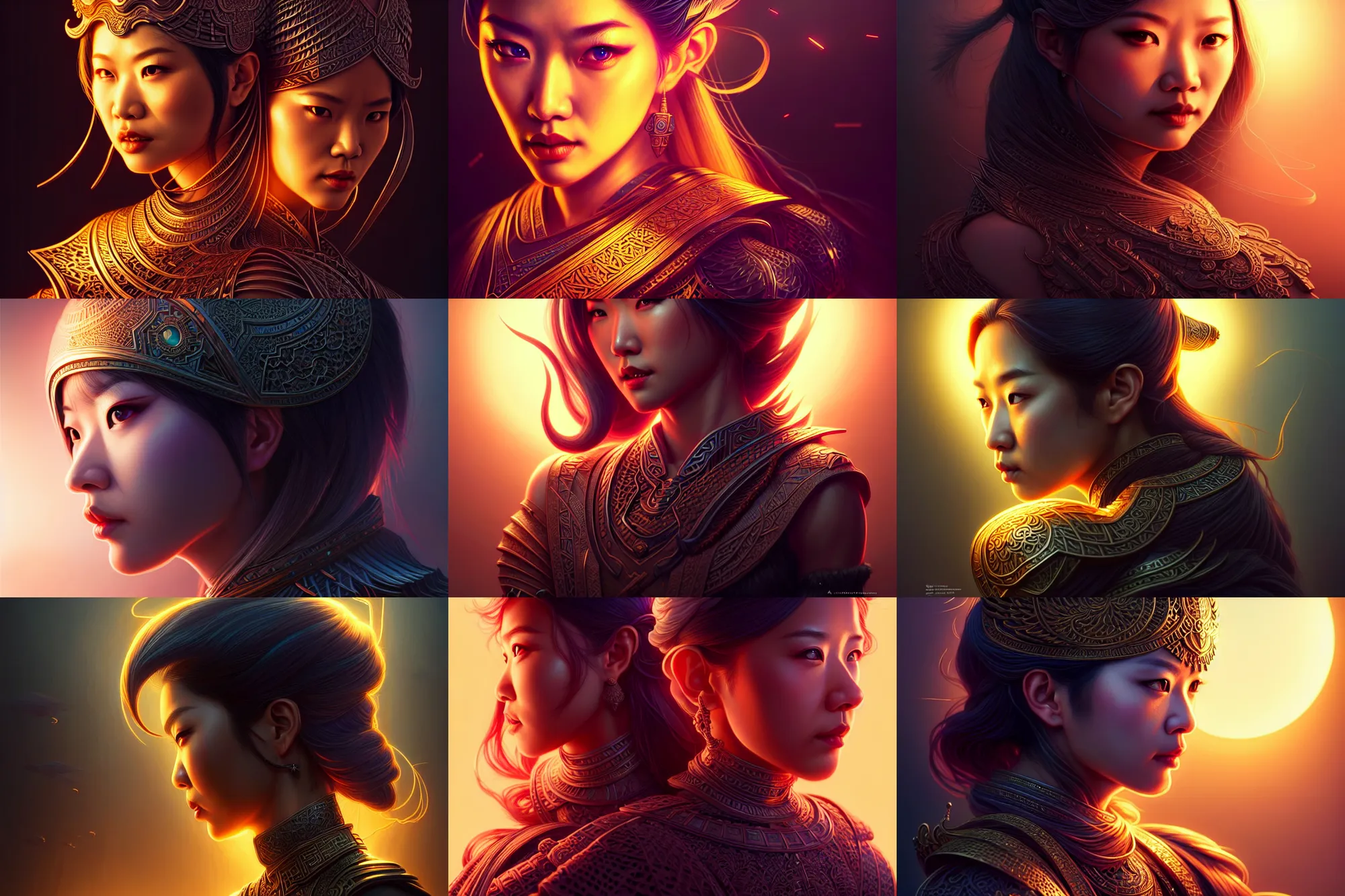 Prompt: portrait isometric drawing, printerest, [ female asian odin ], intricate, epic lighting, cinematic composition, hyper realistic, 8 k resolution, unreal engine 5, by artgerm, tooth wu, dan mumford, beeple, wlop, rossdraws, james jean, andrei riabovitchev, artstation