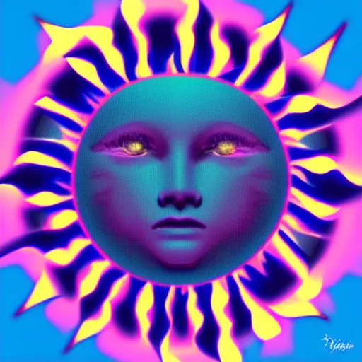 Image similar to Vaporwave Sun, digital art, ultra detailed