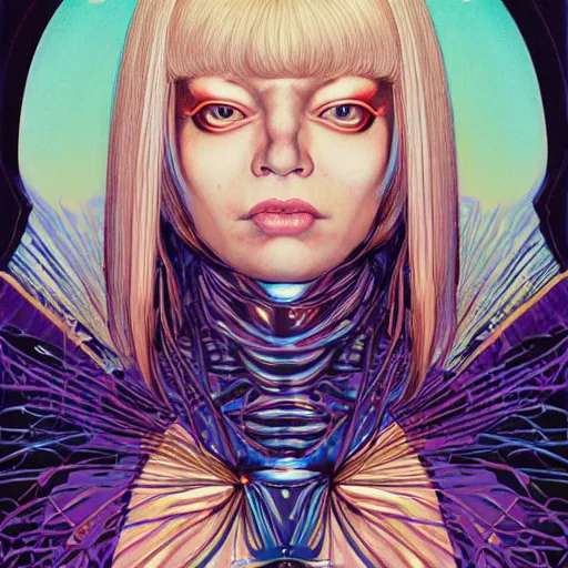 Prompt: portrait of crazy sia kate isobelle furler, symmetrical, glamour, by yoichi hatakenaka, masamune shirow, josan gonzales and dan mumford, ayami kojima, takato yamamoto, barclay shaw, karol bak, yukito kishiro