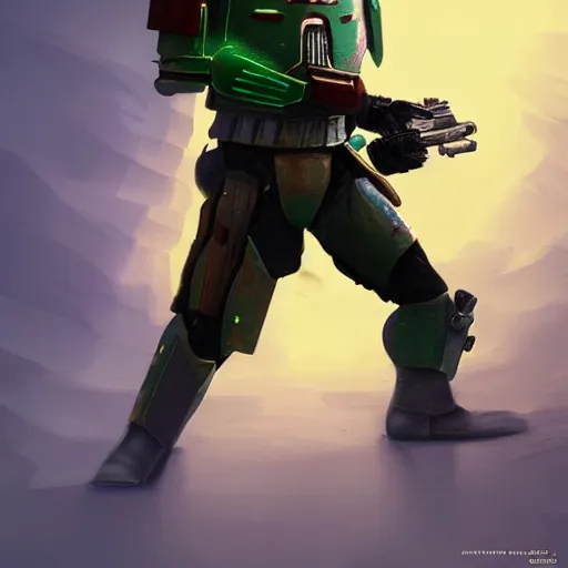 Image similar to fantasy style boba fett by beeple, epic lighting, semirealistic