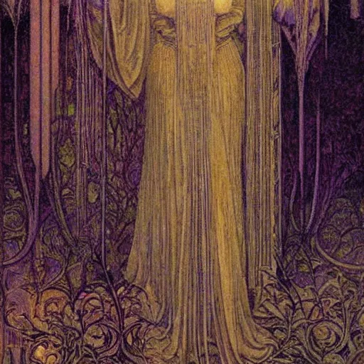 Image similar to beautiful young medieval queen by jean delville, art nouveau, symbolist, visionary