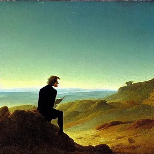 Prompt: The invention of the Internet, 1789, Painting by Caspar David Friedrich