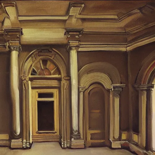 Image similar to Mansion building from Counter Strike game, oil painting by Michelangelo