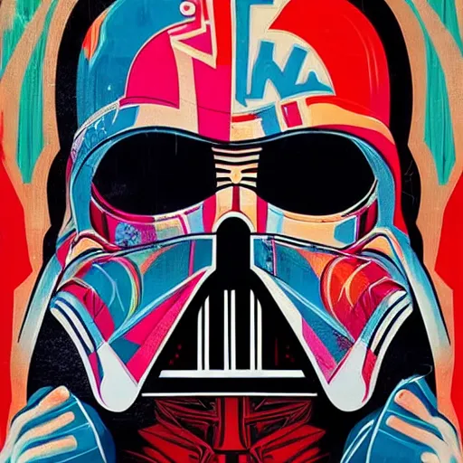 Image similar to Tristan Eaton, maximalism, undead darth vader