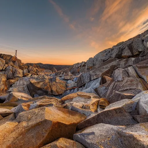 Image similar to bottom-up view from a huge deep multicoloured rock quarry in the evening light ultra detailed by National Geographic style, golden hour, atmospheric lighting, 8k resolution, best color graded, vray beautiful, hyper-realistic render W 1080 H 1080