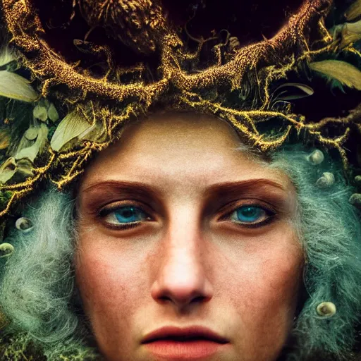 Image similar to portrait of a beautiful enchanted pagan female, depth of field, zeiss lens, detailed, symmetrical, centered, by annie leibovitz and steve mccurry, david lazar, jimmy nelsson, breathtaking, 8 k resolution, extremely detailed, beautiful, establishing shot, artistic, hyperrealistic, beautiful face, octane render