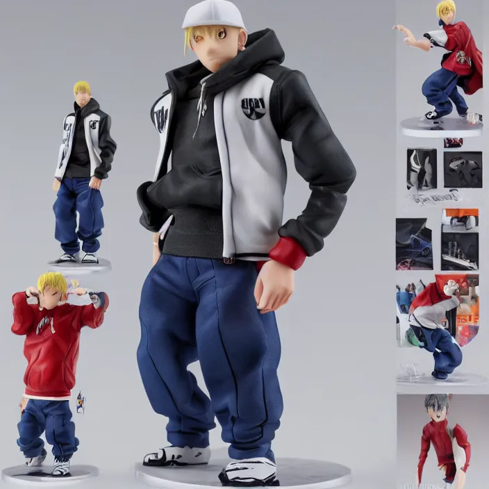 Image similar to a anime of Eminem, figurine, product photo, detailed