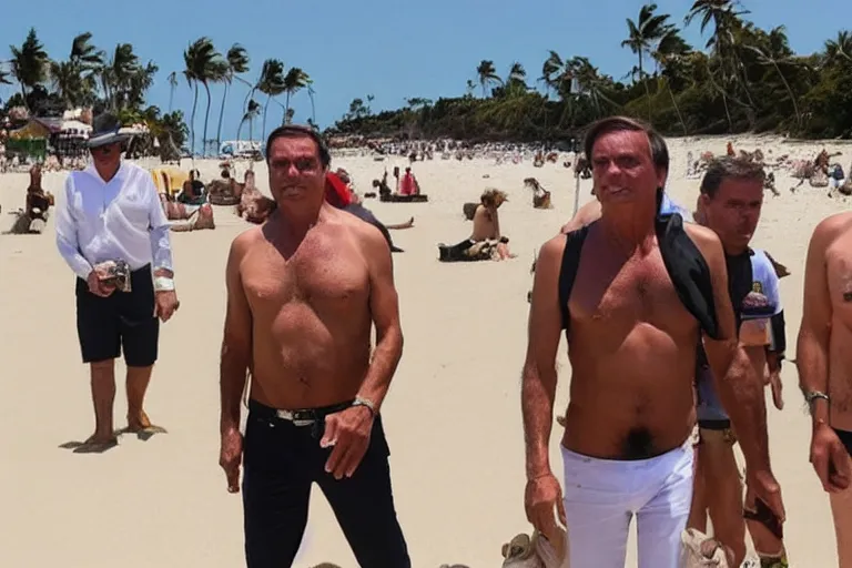 Prompt: president bolsonaro on the beach