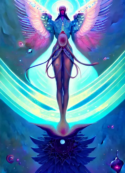 Prompt: symmetry!! cancer!!!! highly detailed, high contrast, light reflection, delicate patterns with feather texture, shining angel sword, trippy, nebula, trending on art station by artgem, by peter mohrbacher, by wlop, by ruan jia