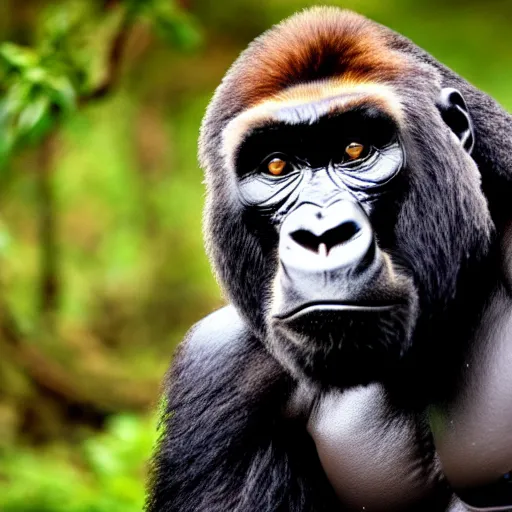 Image similar to a gorilla as rambo, 4 k, hyper realistic, dslr, high resolution, landscape, beautiful