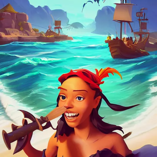 Image similar to painting jack the pirate mermaid on sea of thieves game avatar hero smooth face median photoshop filter cutout vector behance hd by jesper ejsing, by rhads, makoto shinkai and lois van baarle, ilya kuvshinov, rossdraws, illustration, art by ilya kuvshinov and gustav klimt