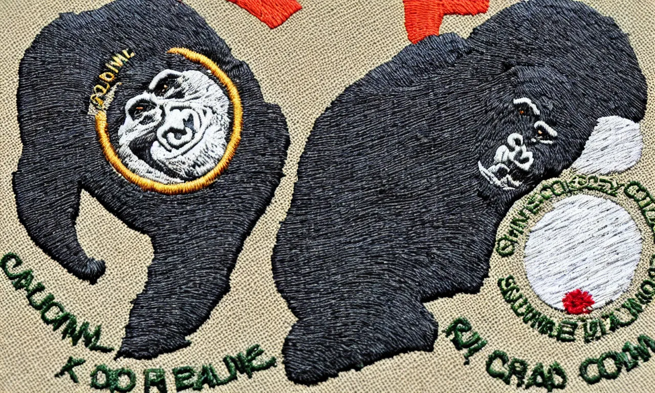 Image similar to a gorilla climbing a radio communications tower. round, circular embroidered us radar corps patch 8 k /