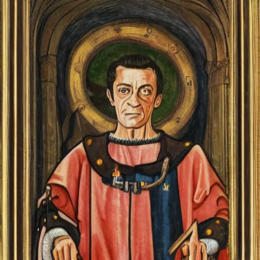 Image similar to a high quality and very detailed portrait of Nicolas Sarkozy, medieval art