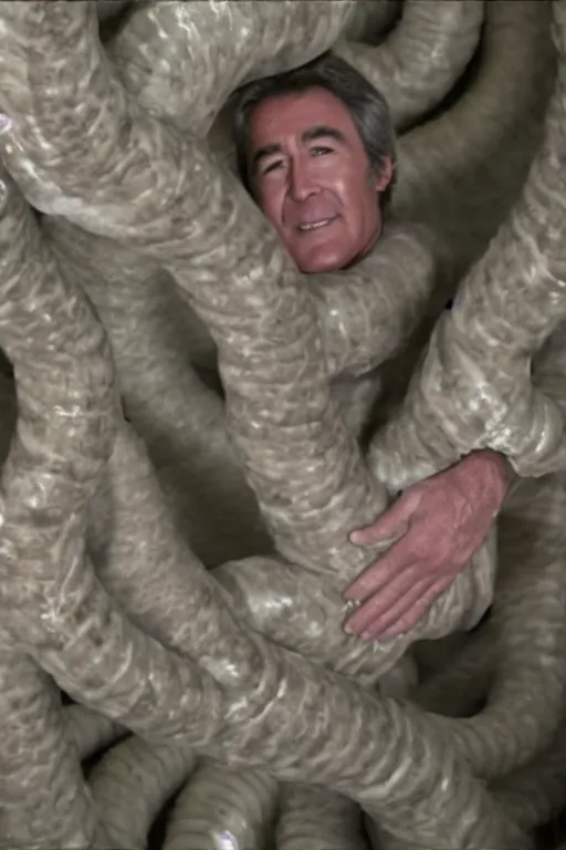 Image similar to randy mantooth crawling inside a giant intestine, 4 k, high definition,