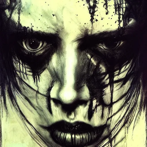 Image similar to gaunt ( the cure fan ) as dream from sandman, dim stars as eyes, by jeremy mann, by cedric peyravernay, by by russ mills, by richard avedon and ben templesmith, dramatic lightning, sadness, dark eye sockets, in the shadows, punk rock, gothic, high detailed, 8 k