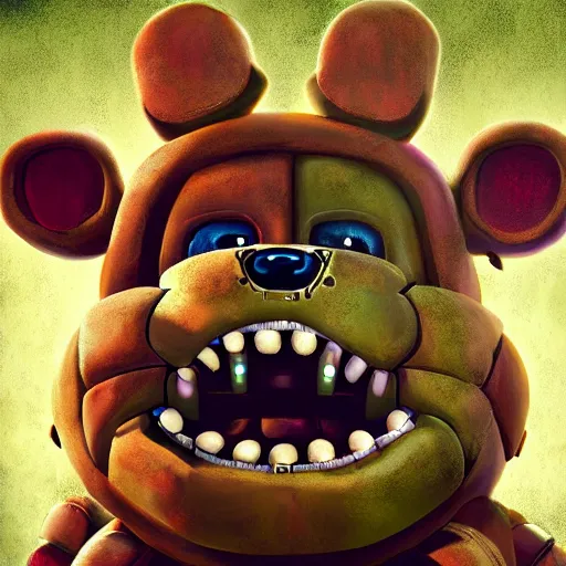 Image similar to portrait of spring trap from fnaf, realistic painting, high definition, digital art, matte painting, very detailed, realistic