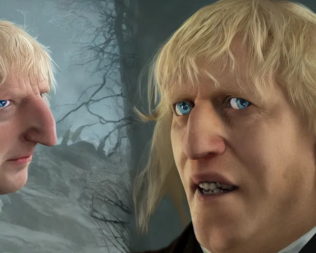 Image similar to boris johnson in lord of the rings, character art, by various concept artists, redshift render, hyperrealistic face, photorealistic render