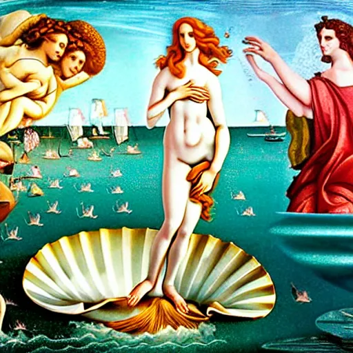 Prompt: the birth of Venus, highly detailed, smooth, ultrawide shot