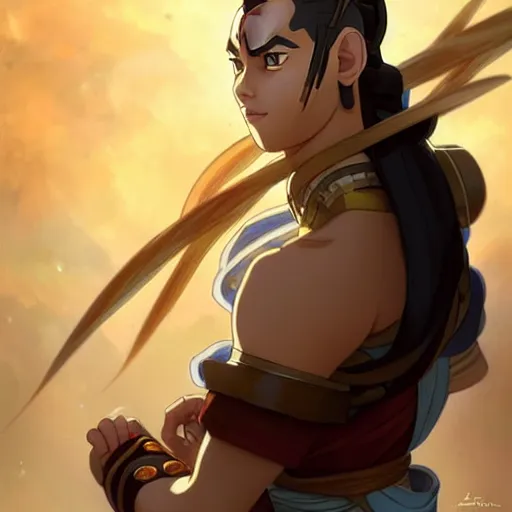 Image similar to Sokka from avatar the last airbender, fantasy, intricate, elegant, highly detailed, digital painting, artstation, concept art, matte, sharp focus, illustration, art by Artgerm and Greg Rutkowski and Alphonse Mucha