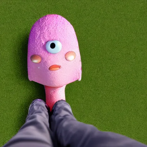 Prompt: Patrick star standing on the ground, ultra-realistic