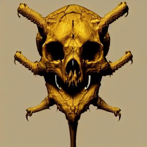 Image similar to golden lizard skull symbol, very detailed, 4 k, by greg rutkowski