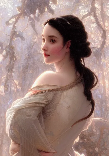 Image similar to snow white, intricate, elegant, highly detailed, digital painting, artstation, concept art, smooth, sharp focus, illustration, art by artgerm and greg rutkowski and alphonse mucha and william - adolphe bouguereau