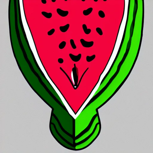 Prompt: Digital cartoon drawing of a kawaii Watermelon Slice, High quality, cel shading, thick line-art