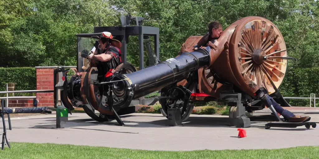 Prompt: andrew tate being fired out of a cannon