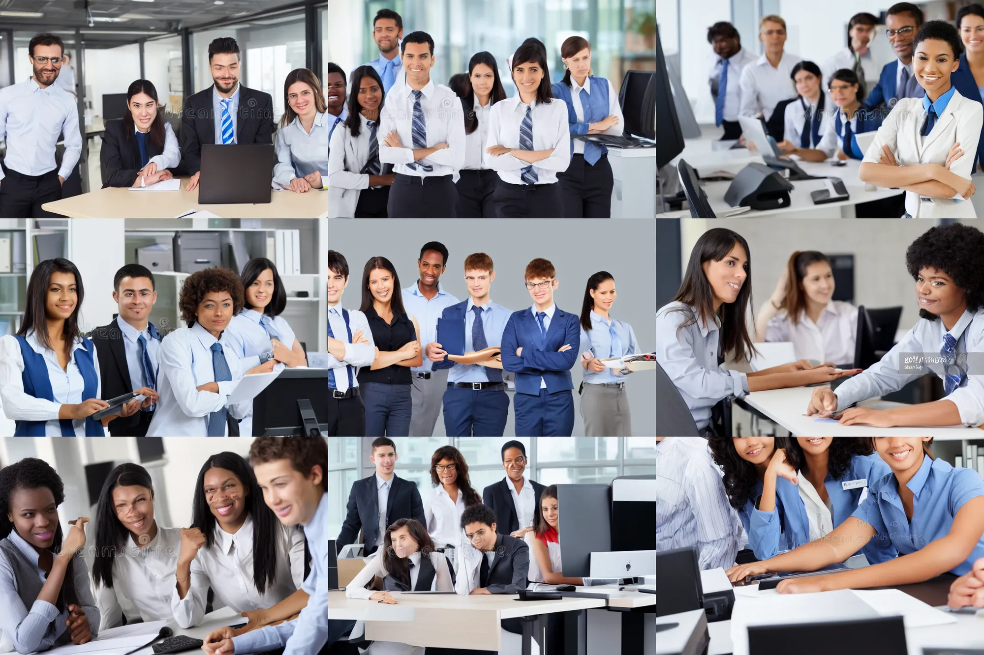 Prompt: stock photograph young office workers diverse no watermark