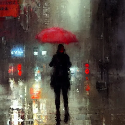 Image similar to rainy day in new york city painting by jeremy mann