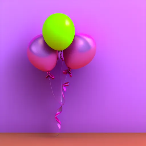 Image similar to 3D render of a pink balloon dog in a violet room