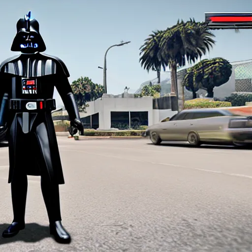 Prompt: Darth Vader in the style of GTAV