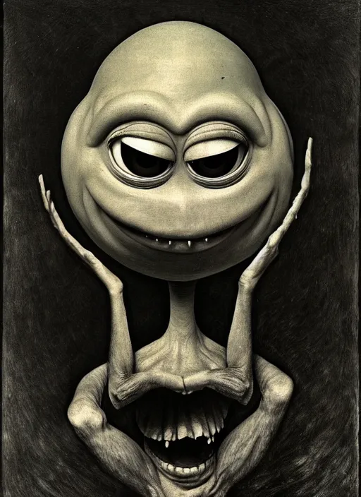 Image similar to photograph of mike wazowski by hieronymus bosch, joel peter witkin, misha gordin, gustave dore, matte painting