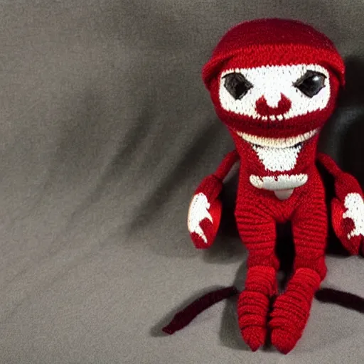 Image similar to knitted cuddly xenomorph cuddles ripley, cute styling, yarn, photorealistic