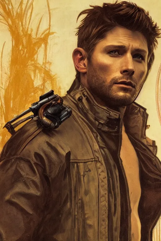 Prompt: a detailed matte portrait of an jensen ackles dressed as has solo, masterpiece, 8 k, art by alphonse mucha and greg rutkowski